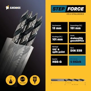 5 x HSS-G STEP Force Metallbohrer DIN 338 - Ø:13 mm by Gemax – product image 2 of 2