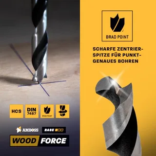 8-tlg. HCS-G Holzbohrer-Set Wood Force - 3.4.5.6.7.8.9.10 mm - geschliffener HSS-Holzspiralbohrer de Gemax – image du produit 4 sur 5