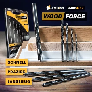 8-tlg. HCS-G Holzbohrer-Set Wood Force - 3.4.5.6.7.8.9.10 mm - geschliffener HSS-Holzspiralbohrer de Gemax – image du produit 2 sur 5