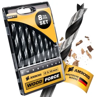 8-tlg. HCS-G Holzbohrer-Set Wood Force - 3.4.5.6.7.8.9.10 mm - geschliffener HSS-Holzspiralbohrer de Gemax – image du produit 1 sur 5
