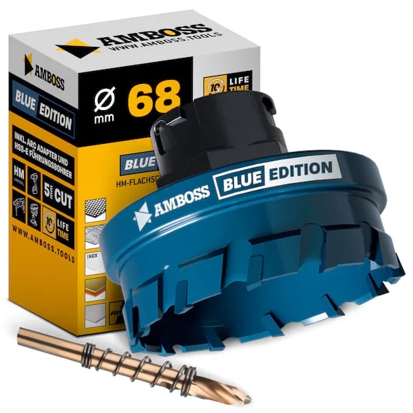 HM Flachschnitt Lochsäge BLUE EDITION 68 mm - mit Adapter de Gemax – image du produit