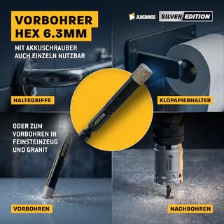 Set Silver Edition Diamant Lochsäge 35mm + Aufnahme + 7mm Diamant Bohrer by Gemax – product image 4 of 5