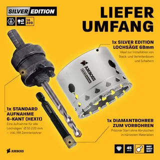 Set Silver Edition Diamant Lochsäge 35mm + Aufnahme + 7mm Diamant Bohrer by Gemax – product image 3 of 5