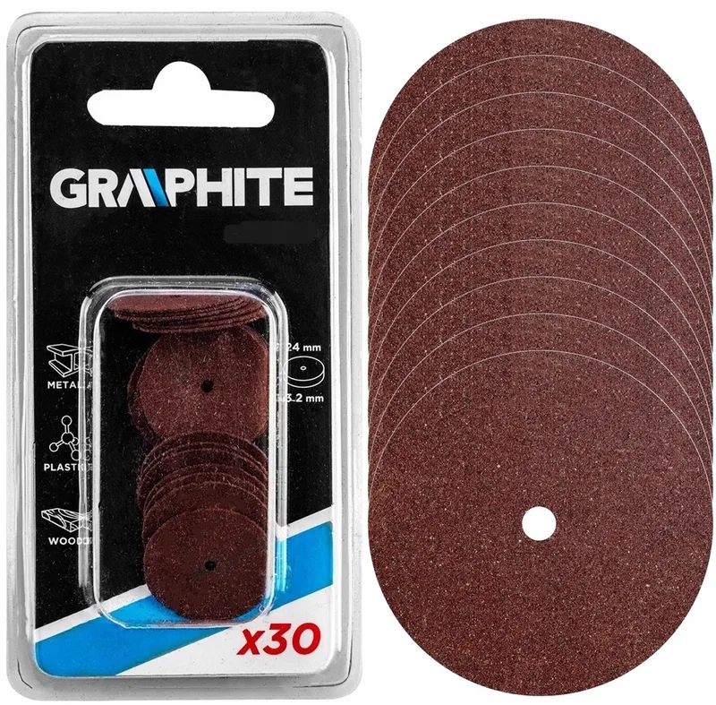 30x Doorslijpschijven 24mm - Korund voor Multitool von Graphite – Produktbild