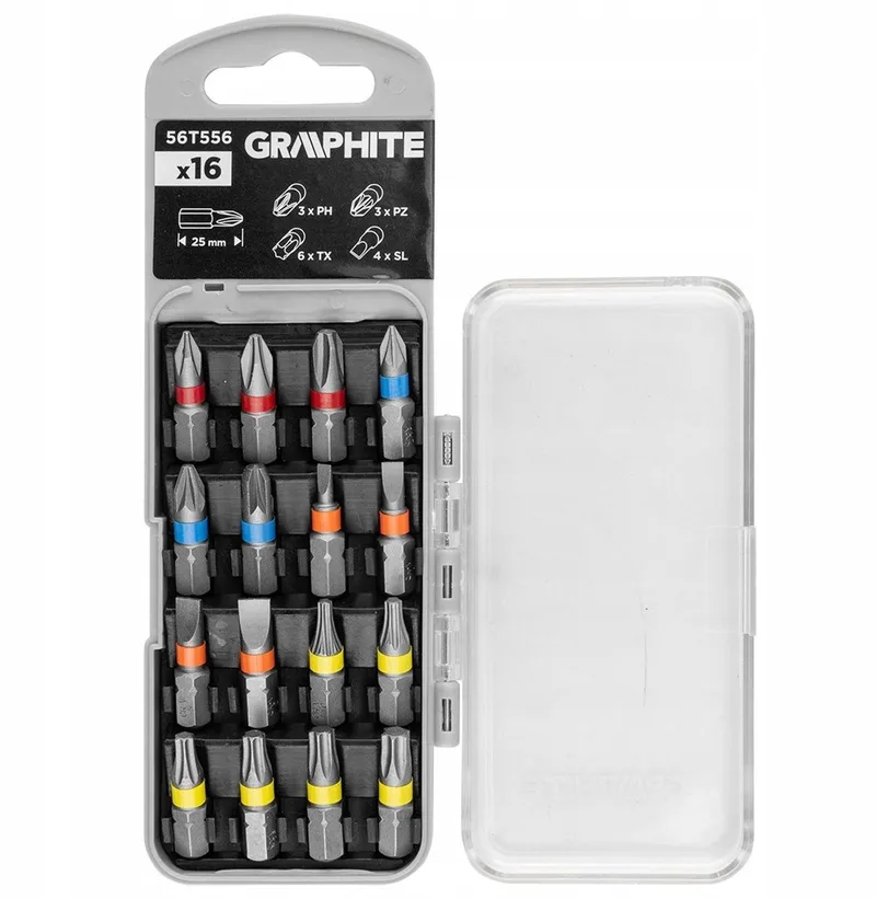 Bitset 16 Delig 25mm CrV Staal met 1/4" Hex Aansluiting de Graphite – image du produit
