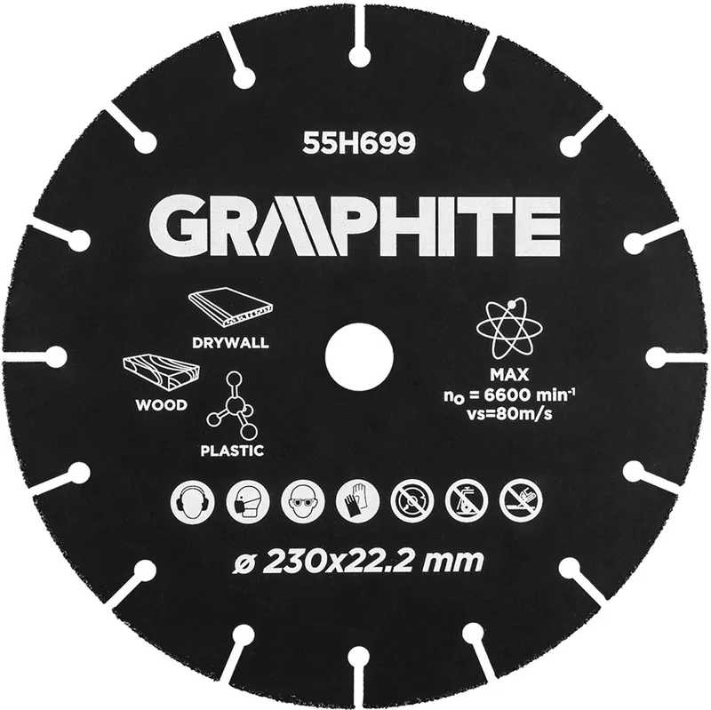 Carbide Multi Slijpschijf voor hout, kunststof, gips, ect. 230mm von Graphite – Produktbild