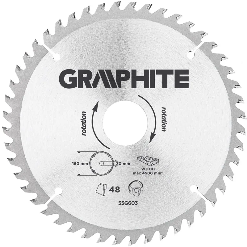 Cirkelzaagblad 160 mm, 48 tands, Hout van Graphite – productafbeelding