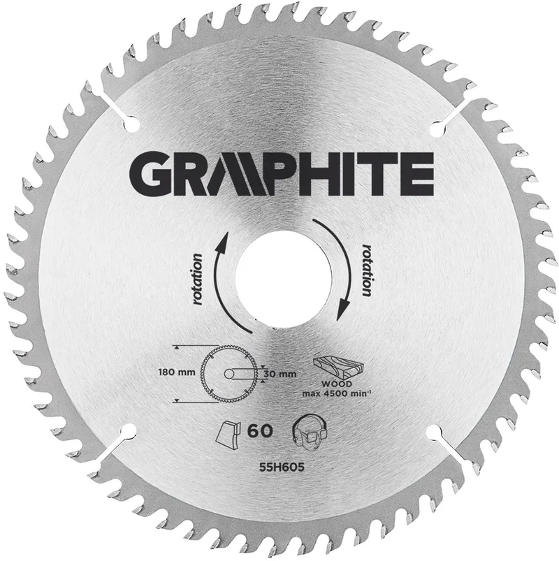 Cirkelzaagblad 180 mm, 60 tands, Hout de Graphite – image du produit