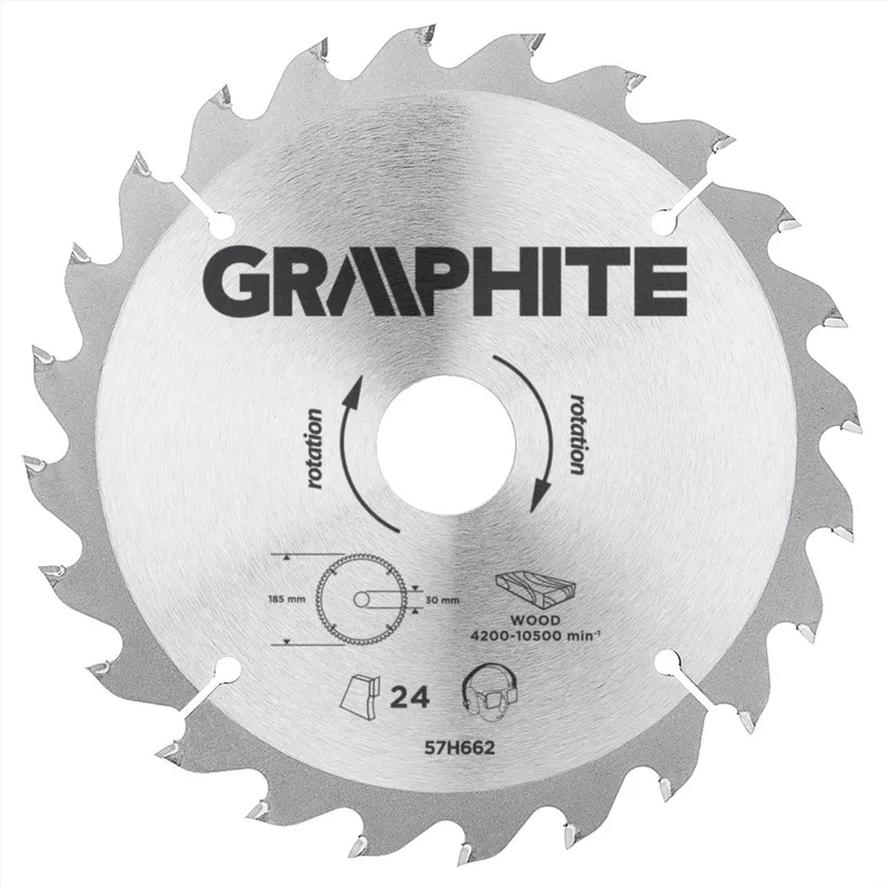 Cirkelzaagblad 185 mm, 24 tands, Hout van Graphite – productafbeelding