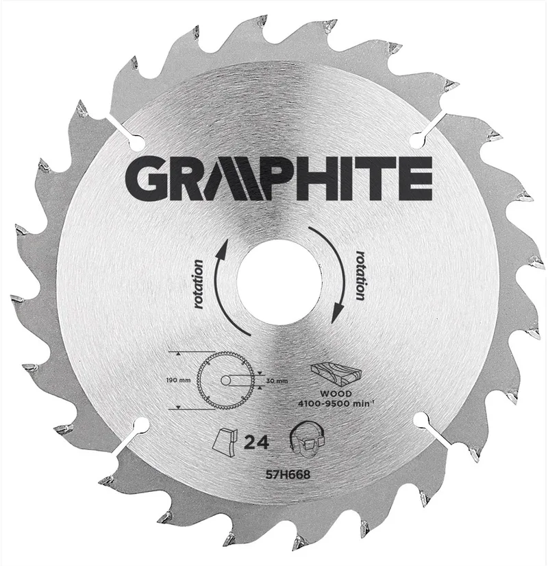 Cirkelzaagblad - 190 mm - 24 Tanden - MN65 Staal by Graphite – product image