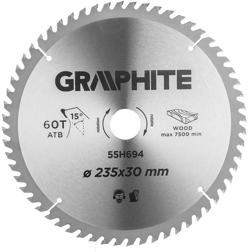Cirkelzaagblad - 235 mm - 60 Tanden - Widiakern van Graphite – productafbeelding