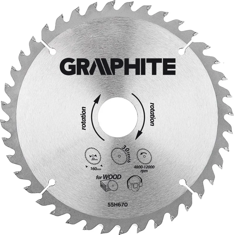 Cirkelzaagblad Voor Hout 160x20x30 TCT de Graphite – image du produit