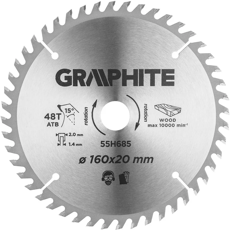 Cirkelzaagblad - Widiakop - 160mm - 48 Tanden by Graphite – product image