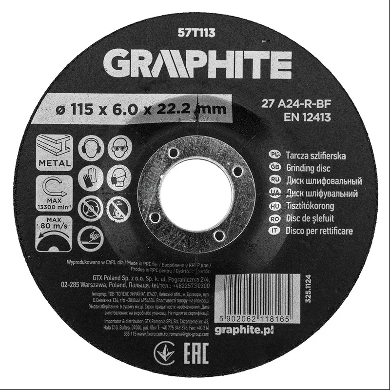 Graphite 27 A24-R-BF - Doorslijpschijf - 115 mm - Vervormd - Corundum de Graphite – image du produit