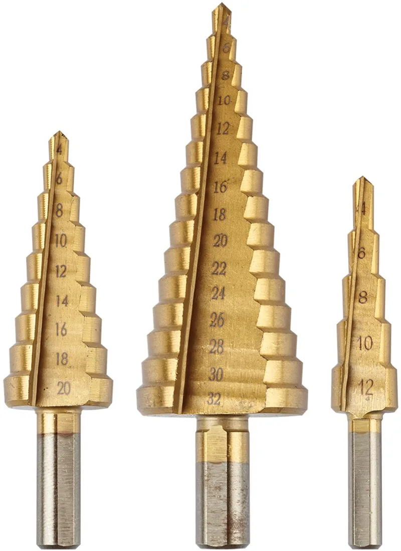 GRAPHITE 54T300 Serie - Trapboor Set - 4-12mm/4-20mm/4-32mm - Hoogwaardige HSS Staal - TiN Coating de Graphite – image du produit