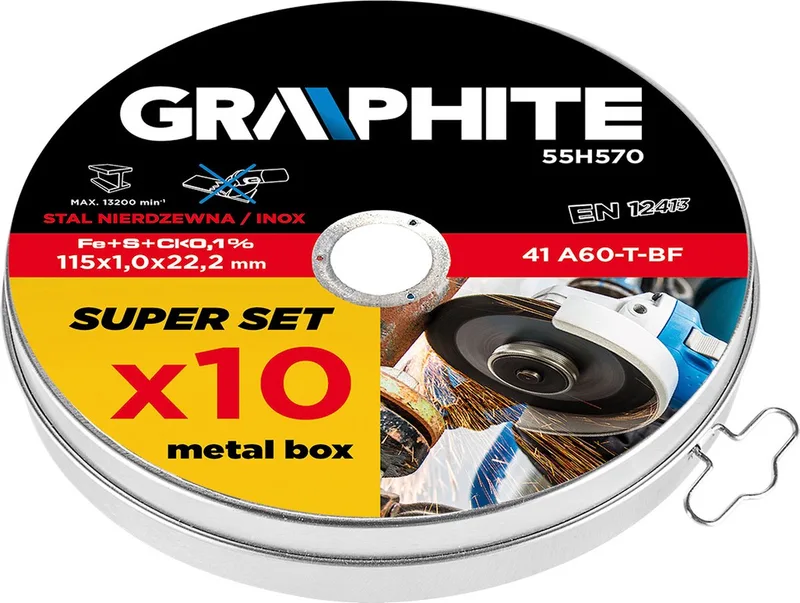 GRAPHITE 55H570 Doorslijpschijf Box, 115mm 10x von Graphite – Produktbild