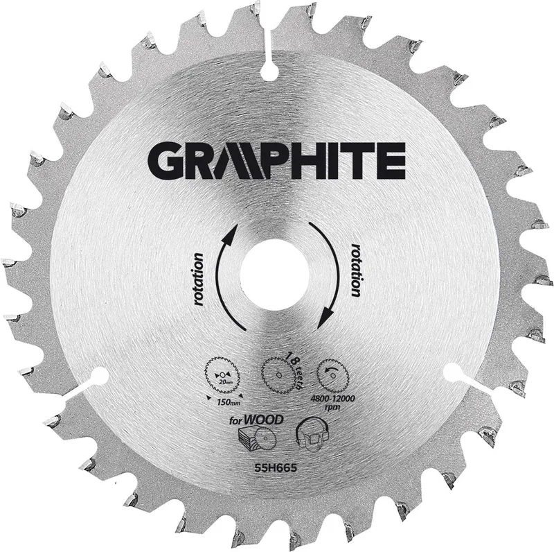 Graphite 55H665 Cirkelzaagblad voor Hout 150x20x18, TCT de Graphite – image du produit