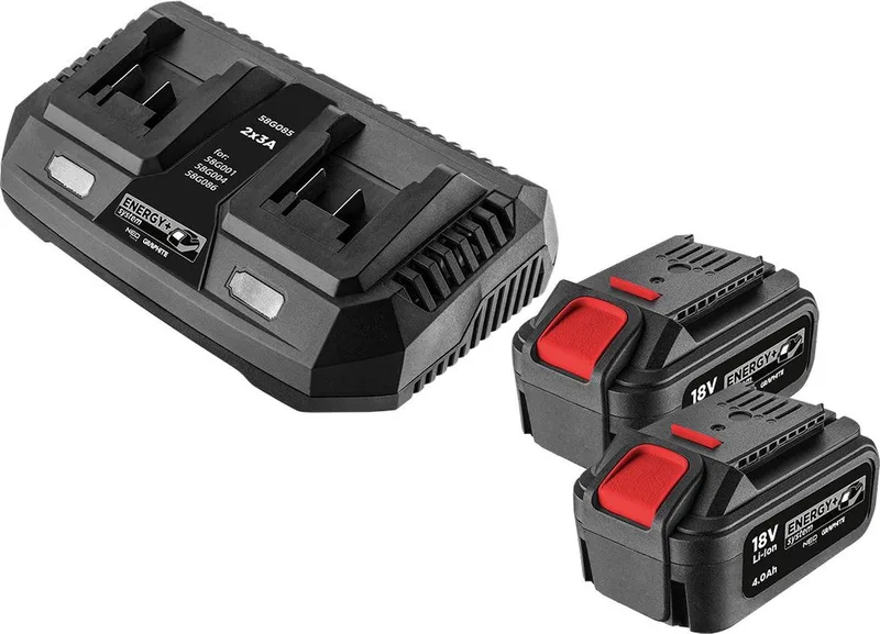Graphite 58GE134 Energy+ acculader inclusief 2 accu's 4Ah von Graphite – Produktbild