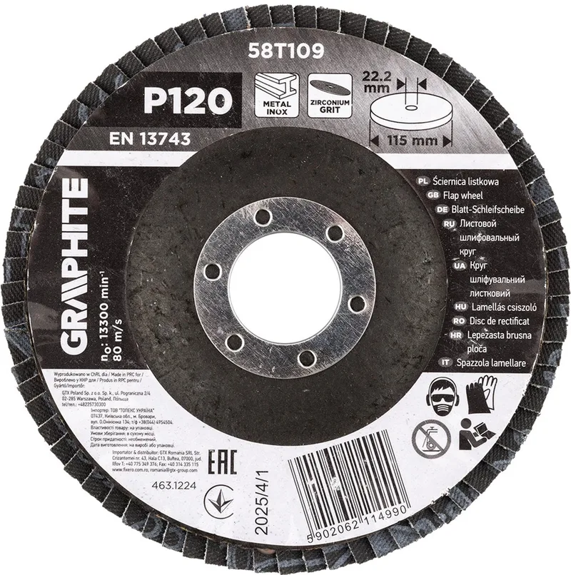 Graphite 58T109 - Zirkonium Lamellenschijf - 115 x 22,2 mm - P120 by Graphite – product image