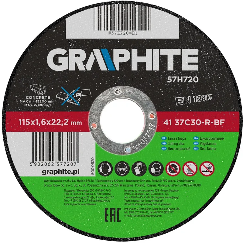 Grupa Topex GRAPHITE - Doorslijpschijf - 115mm - Veiligheid EN12413 de Graphite – image du produit