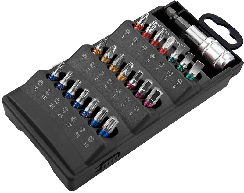 Schroefbit Set - 22-delige Set - 1/4" x 25 mm - Opslagdoos voor Montagegordel van Graphite – productafbeelding