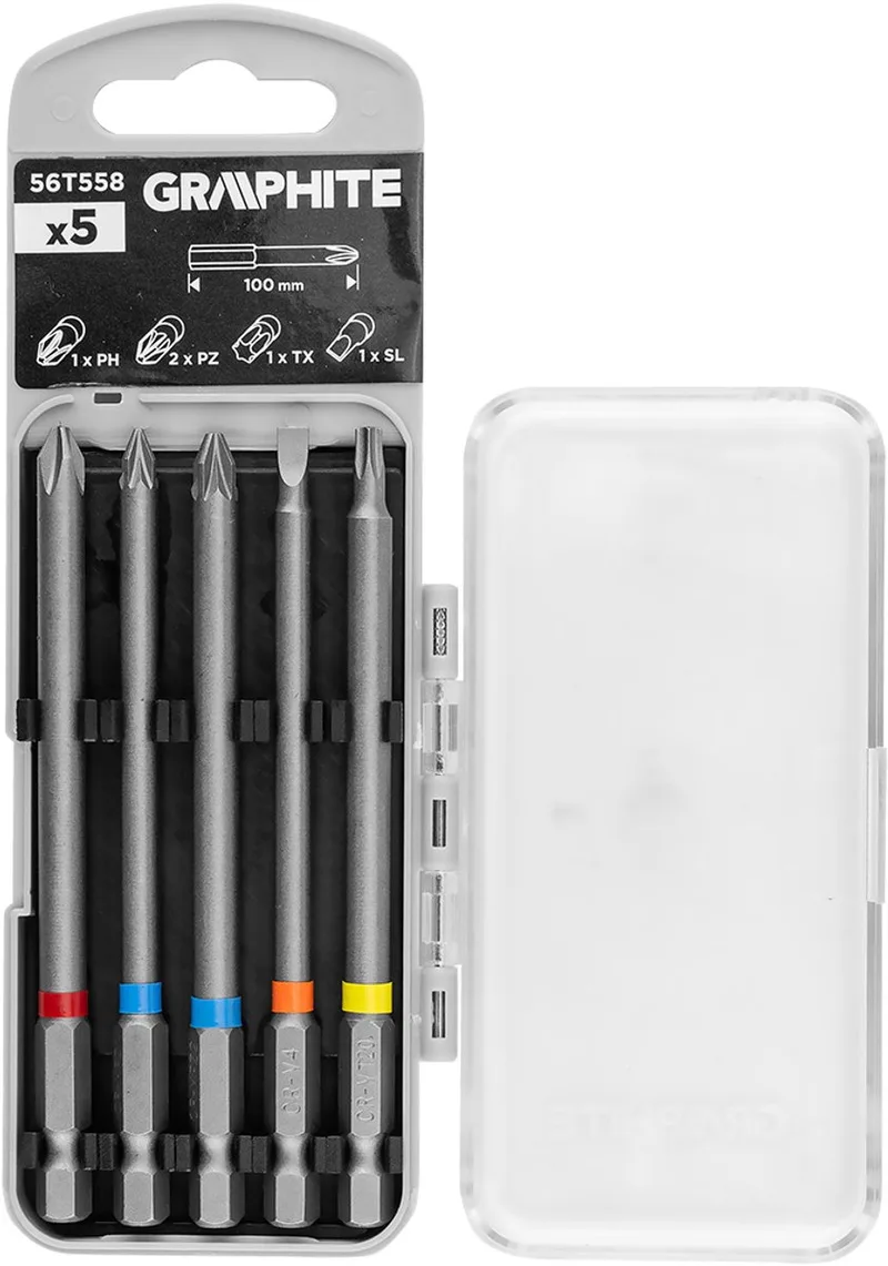 Schroefbitset - SL4/PH2/PZ1/PZ2/TX20 - 100 mm by Graphite – product image