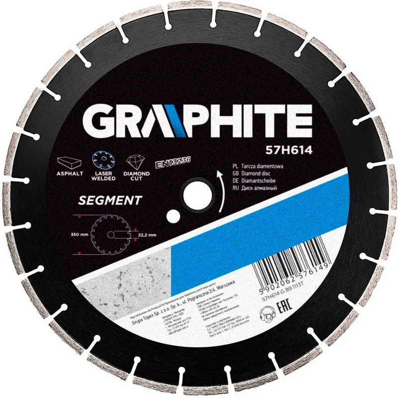 Serie - Diamanten Zaagblad - 350mm - Laser Gelast - Segment van Graphite – productafbeelding