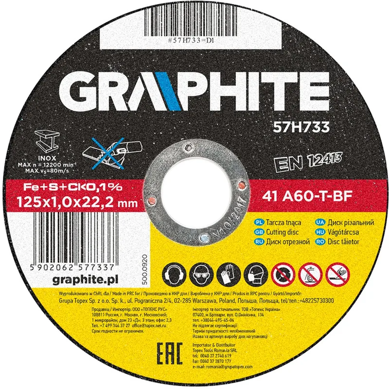 Serie - Doorslijpschijf voor Metaal - 125mm - INOX - Voldoet aan EN12413 von Graphite – Produktbild