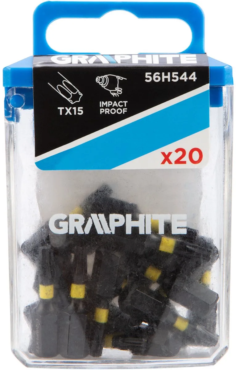 Serie - TORX 15 Impact Bits - 25mm - S2 Staal - Set van 20 by Graphite, Black – product image