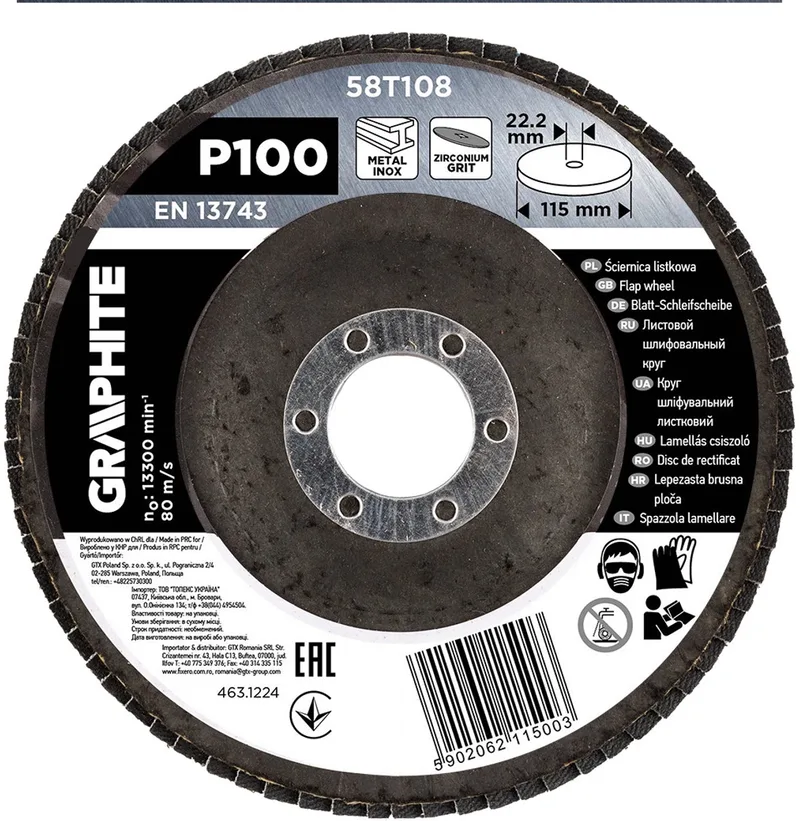 Zirkonium lamellenschijf - 115 x 22,2 mm - P100 by Graphite – product image