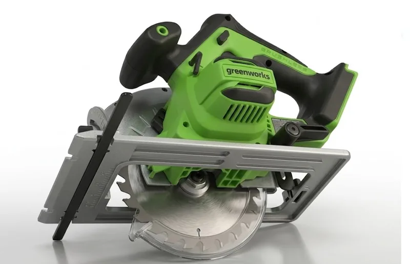 24V draadloze cirkelzaag 165 mm Greenworks GD24KCSK2 met 2Ah accu en 2A lader van Greenworks – productafbeelding