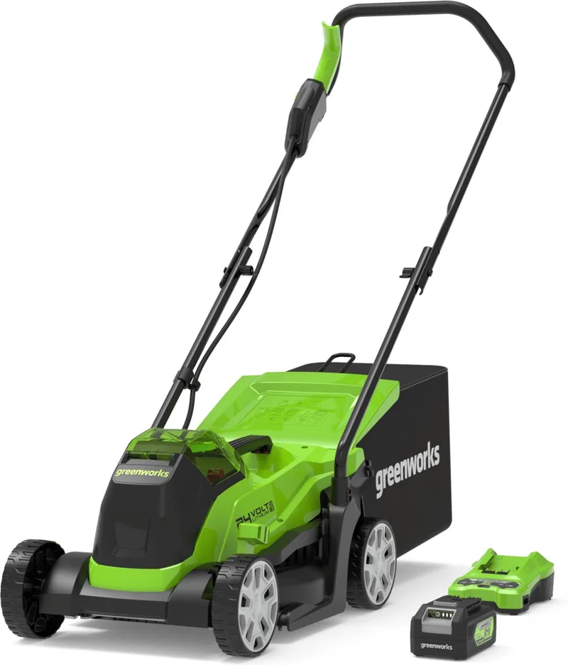 2516107UB grasmaaier Duwgrasmaaier Batterij/Accu Zwart, Groen von Greenworks – Produktbild