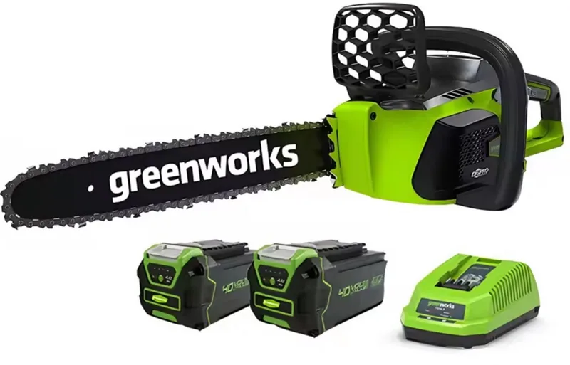 40V Elektrische Kettingzaag - Kettingsnelheid:12 m/s - Koolborstelloze motor - Kettingzaag – Snoeizaag - Incl. 2x 4Ah batterijen + 1x oplade - Groente van Greenworks – productafbeelding