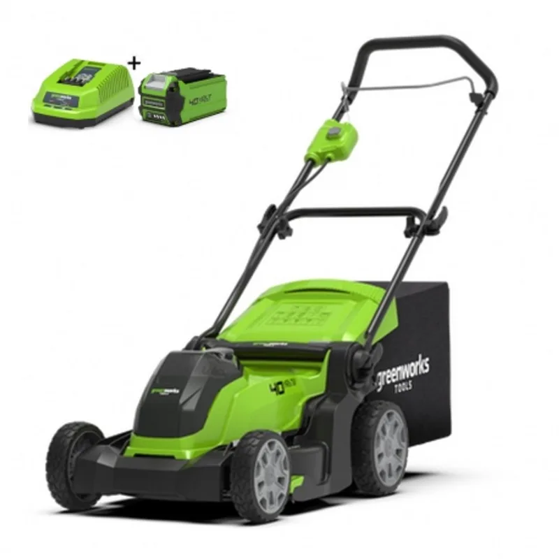 Accu 41 Cm Grasmaaier G40LM41K2, Incl. de sterke 2-AH Accu en SnelLader, maaien met opvang, zij-uitworp of Mulchen fra Greenworks – produktbillede