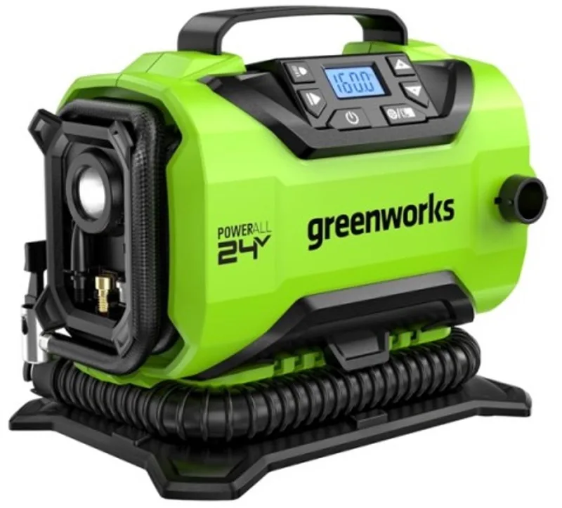 Accu Compressor 24volt incl.2.0ah accu en lader by Greenworks, Green – product image