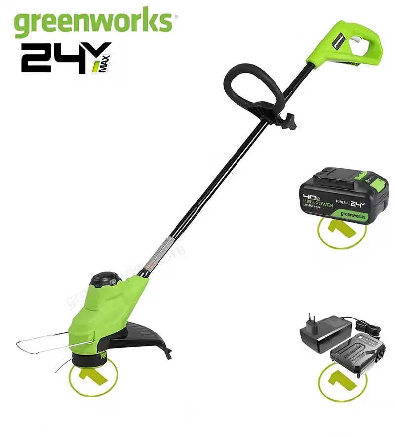 Accu Grastrimmer 24V - Gazonkantentrimmer met 1 accu's 2Ah - Uitgerust met TORQDRIVE™ - Voor Tuin en Gras by Greenworks – product image