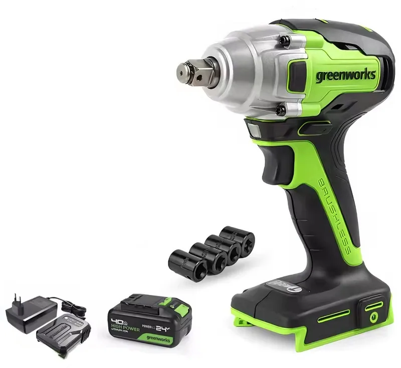 Accuboormachine 24V - 400 Nm Max - Boormachine - 1/2-inch Broek - toerental 0-2800 tpm - 3 snelheden - met LED verlichting - Incl. 1 Accu's en 1 Snellader von Greenworks – Produktbild