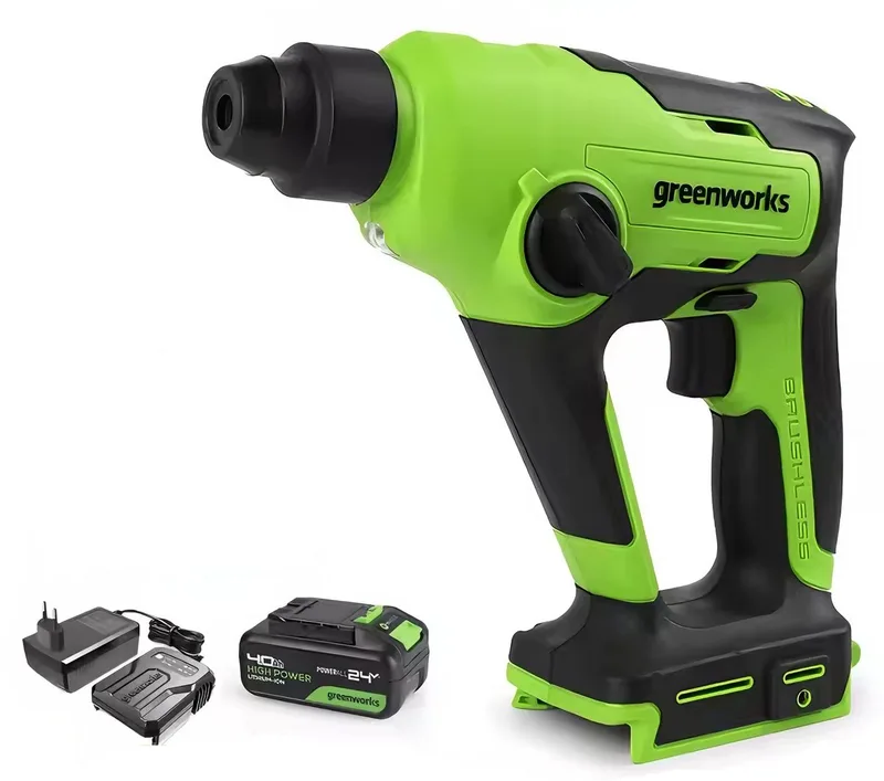 Accuboormachine 24V - 400 Nm Max - Boormachine - Borstelmotor - 2 snelheden - Incl. 1 Accu's en 1 Snellader van Greenworks – productafbeelding