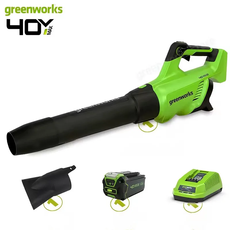 Bladblazer 40V - Elektrische bladblazer - 500 CFM+luchtsnelheid 120 km/u - Incl. 4.0Ah accu - Blazen, Zuigen & Versnipperen van Greenworks – productafbeelding