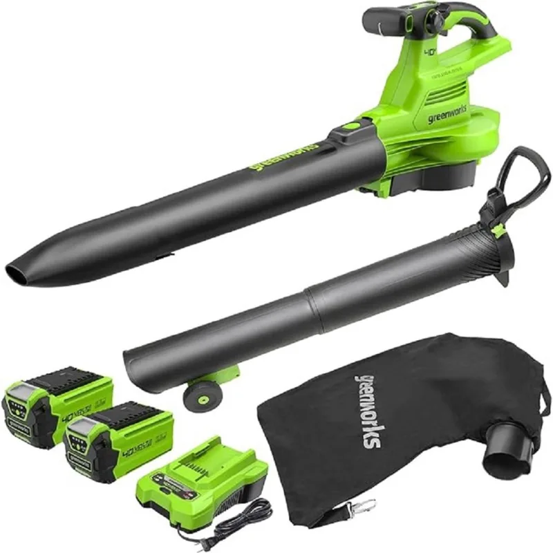 Bladblazer/ zuiger 40 volt met 2x2.0Ah accu en lader van Greenworks – productafbeelding