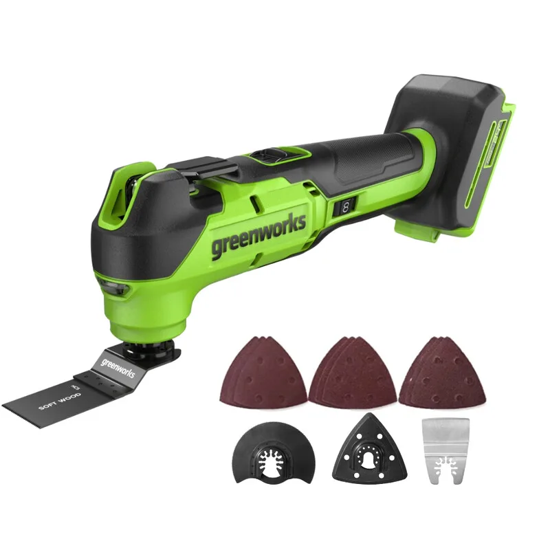 Greenworks 24 V draadloos multifunctioneel gereedschap, 8 variabele snelheden, tot 18.000 tpm, ledverlichting, accessoires inbegrepen, zonder 24 V accu of oplader MT332 von Greenworks – Produktbild