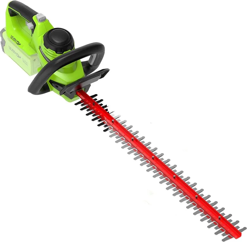 Heggenschaar accu Greenworks G40HT - Krachtige Li-Ion 40V heggeschaar met 61cm zaaglengte - 27mm tandafstand - 3000 sneden per minuut - Verstelbare extra handgreep Heggenschaar accu von Greenworks – Produktbild