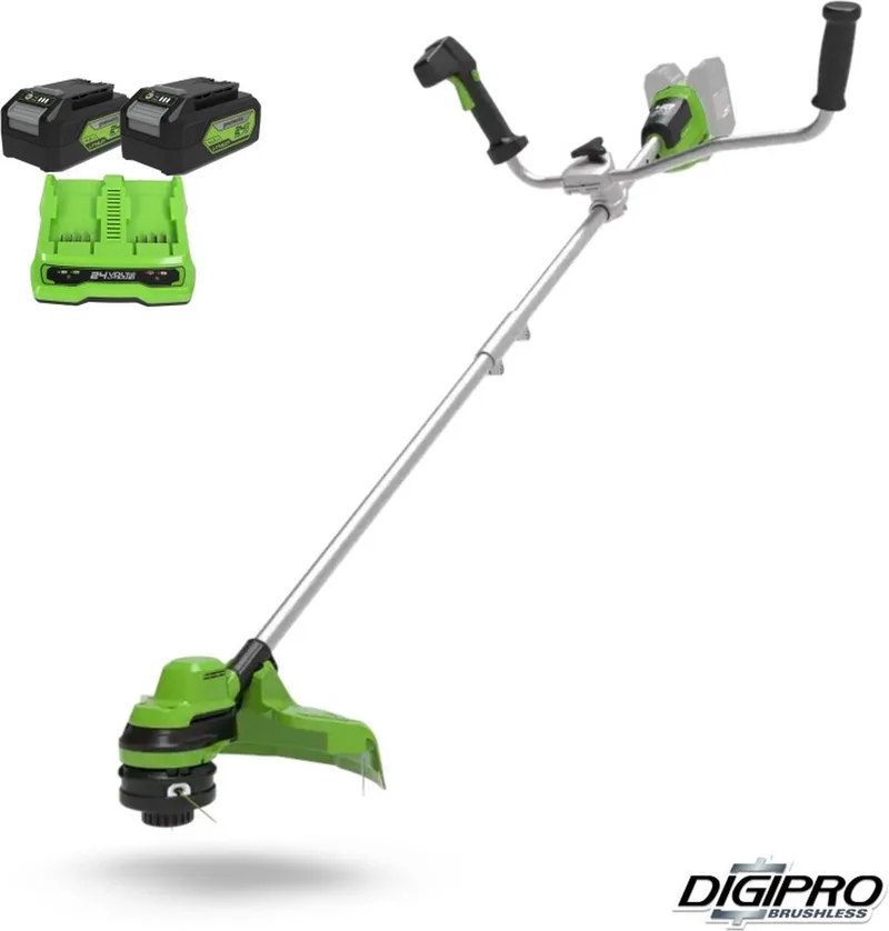 Trimmer bosmaaier digipro 2 x 24 volt incl. 2 x 4a accu en dual lader GD24X2BCBK4X by Greenworks – product image