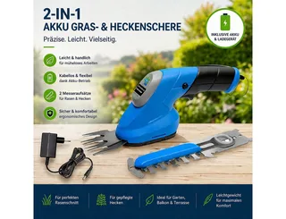 Akku-Gras- und Strauchscherenset Akku Gartenpflege-Set GPS 3,6V-1.5 LI-ION Grasschere Strauchschere by Güde – product image 2 of 5