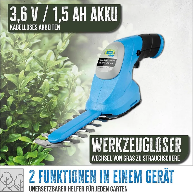 Akku-Gras- und Strauchscherenset Akku Gartenpflege-Set GPS 3,6V-1.5 LI-ION Grasschere Strauchschere by Güde – product image 5 of 5