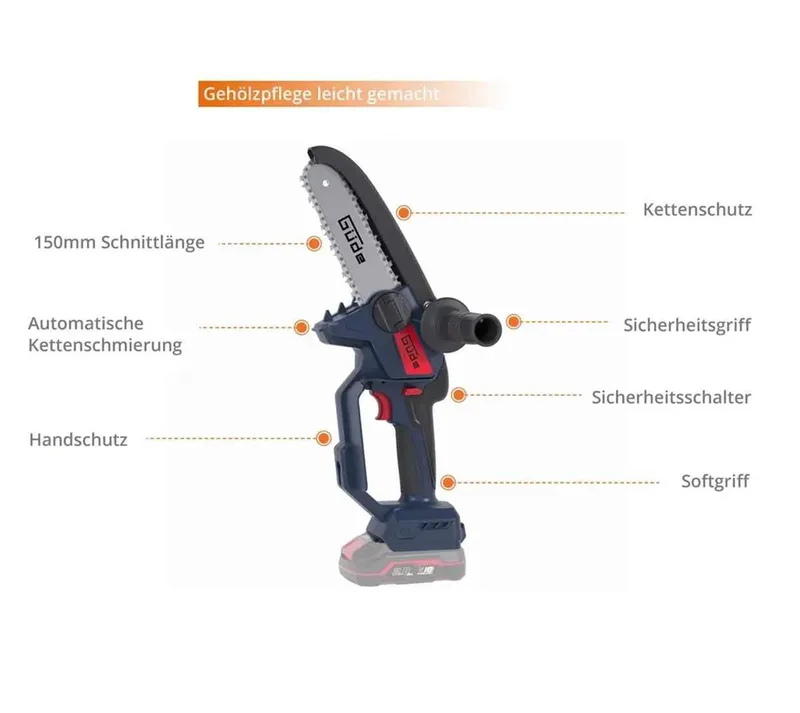 Akku-Kettensäge Güde Akku Astsäge GAK 18.1 Mini Kettensäge 18V Sologerät de Güde – image du produit 3 sur 5