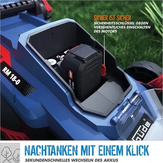 Akkurasenmäher City Rasenmäher RM 18/33 18V, 33 cm t + 2x Akku 2.0 Ah + Ladegerät von Güde – Produktbild 3 von 5