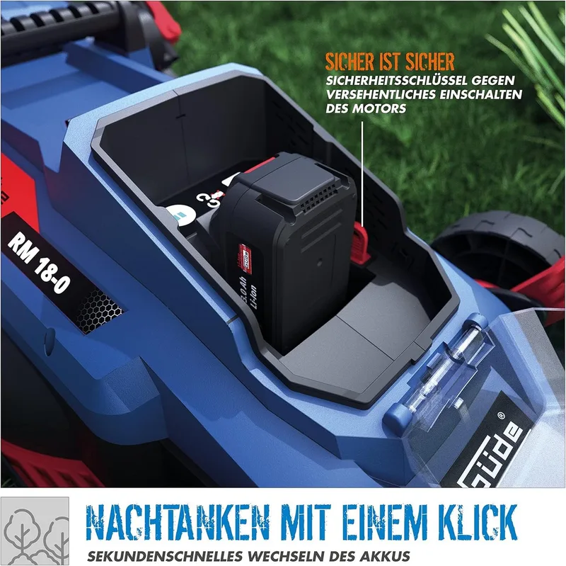 Akkurasenmäher City Rasenmäher RM 18/33 18V, 33 cm t + 2x Akku 2.0 Ah + Ladegerät von Güde – Produktbild 3 von 5