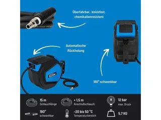 Automatische slanghaspel 15 m van Güde, Blauw – productafbeelding 3 van 5