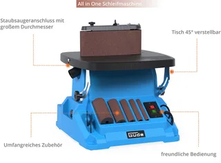Bandschleifer Spindel-Bandschleifmaschine GSBSM 500, max. 2000 U/min, 480 m/min de Güde, Bleu – image du produit 2 sur 5